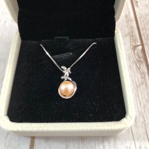 Freshwater Pearl 925 STERLING SILVER Italy Infinity Charm Chain Necklace